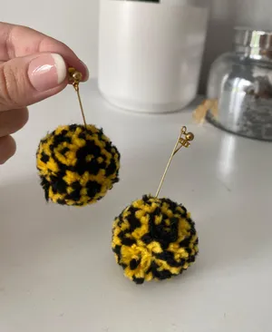 Handmade Black And Gold Pom Earrings thumbnail 1