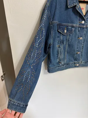 NEW Levi’s Shrunken '90s Bling Solargenic Cropped Trucker Jacket - Size XL thumbnail 8