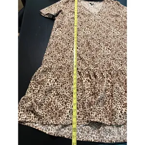 A New Day Leopard Print V-Neck‎ Tiered Babydoll Mini Dress Brown XL thumbnail 2