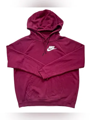 Nike Rally Essentials Burgundy Fleece Pullover Hoodie thumbnail 2