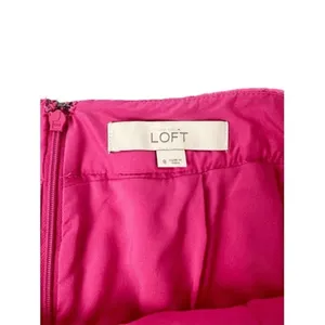 LOFT Hot Pink Barbie Sequin Mini Dress Skirt‎ Wool Blend Size 8 thumbnail 5