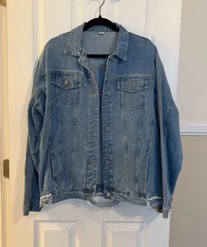 Distressed Denim Jacket Blue Size L thumbnail 1