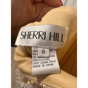 Sherri Hill Sequin Gown Gold Formal Prom Evening Dress Open Back Slit Size 8 thumbnail 5