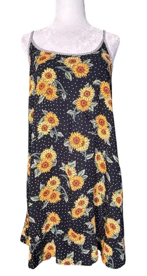 Vintage‎ Sunflower Polka Dot Slip Dress Gingham Cottagecore Sundress Whimsical thumbnail 1