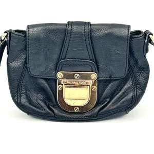 Michael Kors‎ Black Leather Crossbody Bag Womens Small Gold Hardware Y2K Chic thumbnail 2