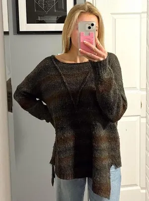Anthropologie Moth Stripe Wool Blend Sweater thumbnail 1