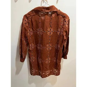 Anthropologie NWT Eva Franco Women Small Josie Eyelet Shirt Western Cowgirl Boho thumbnail 6