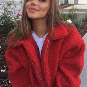 I. Am. Gia Pixie Oversized Teddy Coat Red size Medium Revolve $110 thumbnail 5