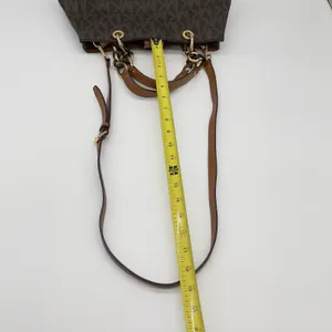 Michael Kors Cynthia Logo Medium Satchel‎ Brown Monogram Chain Shoulder Luxury thumbnail 15