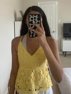 Abercrombie yellow peplum tank thumbnail 1