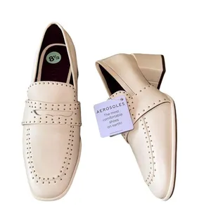 NWT Aerosoles women's Ardore Loafer Studded In Color: Eggnog Leather thumbnail 7
