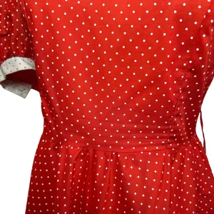 S.L. Fashions VTG 80s Polka Dot Puff Sleeve Midi Dress Red Size 9 thumbnail 15