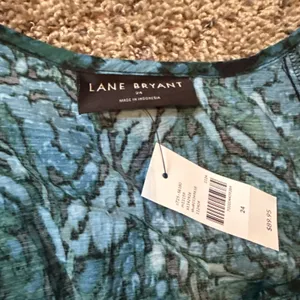 Lane Bryant Dress Womens 24‎ Blue Green Smocked shoulder Long Sleeve Midi dress thumbnail 8