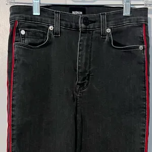 Hudson Zoeey High Rise Faded Black & Red Tuxedo Stripe Ankle Jeans 25 thumbnail 6