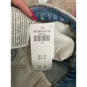Abercrombie & Fitch 90s Straight Ultra High Rise Distressed Jeans 26 2R Light thumbnail 4