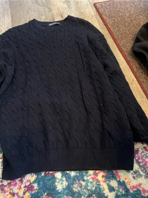 Brandy Melville navy Cable-Knit Crewneck Sweater thumbnail 9