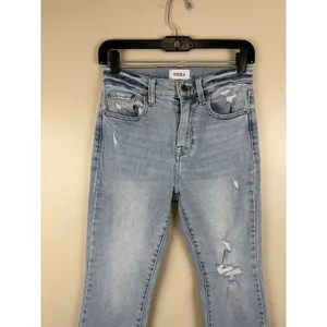 Pistola Women’s High Rise Cropped Denim Jeans Light Wash Raw Hem Size 26 thumbnail 2