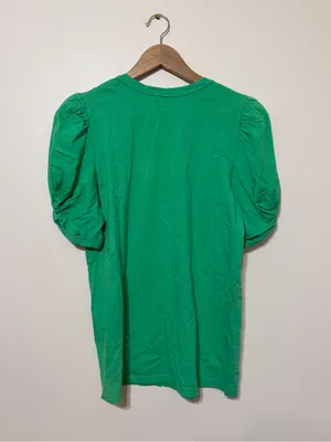 A.L.C. Kati Ruched Puff Sleeve Short Sleeve T-Shirt Top Size Small Green thumbnail 6