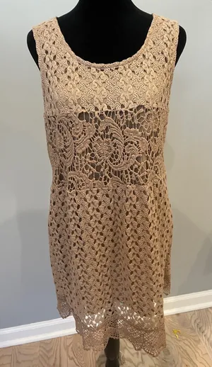 Kori lace Sleeveless Shift Dress in Taupe thumbnail 1
