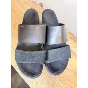 ECCO Black Leather Two Strap Comfort Slide Sandals EU 41 US Minimalist Scandi thumbnail 5