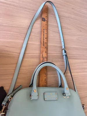 kate spade Baby Blue Leather Dome Satchel with Crossbody Strap thumbnail 15