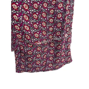 Free People Boho Floral Peasant Top M Purple Red Tie Up Studded Beaded Rayon thumbnail 4