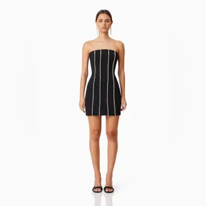 Elliatt Sonnet Mini Strapless Pearl Dress In‎ Black thumbnail 2