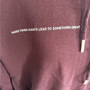 SAGE Burgundy Cropped Hoodie with Message on Front thumbnail 2
