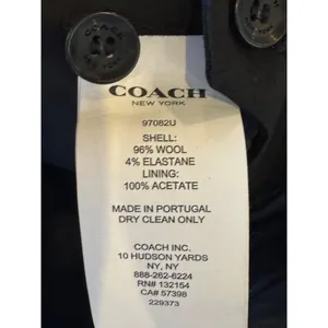 Coach Pants Women 30 Black Wool Flat Front Unfinished Hem Trousers Corpcore‎ thumbnail 10