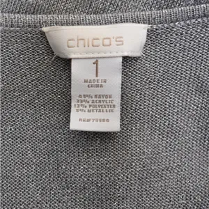 Chico's Women's M Chico's Size 1 Silver with Metallic Thread Open Front Cardigan thumbnail 7