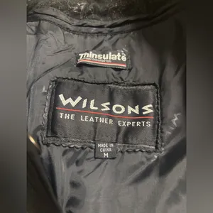 Vintage Wilsons Leather 80’s Black Paisley Trench Coat Size Medium Thinsulate thumbnail 3
