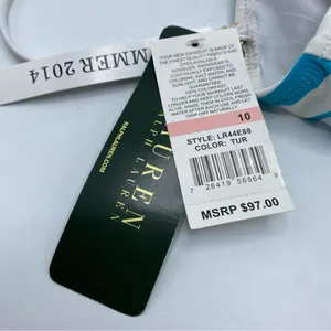 Lauren Ralph Lauren Women Tankini Swimsuit Top LR44E88 Turquoise Stripe Size 10 thumbnail 7
