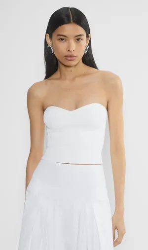 Aritzia Babaton Sculpt Knit White Strapless Sweetheart Neckline Tube Top Large thumbnail 1
