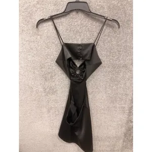 Zara Women Mini Dress S Black Satin Cut-Out Ring Detail Sleeveless Party thumbnail 4