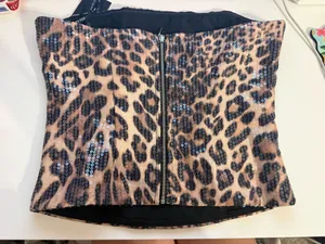 Cheetah Print Sequin Bustier White Fox Boutique thumbnail 3