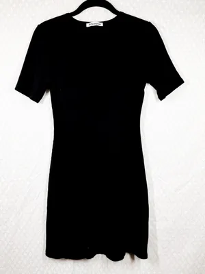Reformation Black‎ Ribbed Short Sleeve Dress thumbnail 2