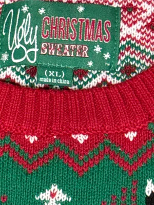 Ugly Christmas Sweater Red & Green Reindeer Crewneck thumbnail 6