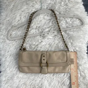 Express Cream Shoulder Bag Faux Leather Gold Chain Strap Boho Chic Parisian Euro thumbnail 6