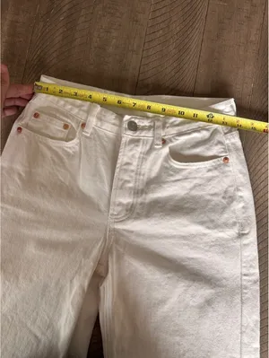Parke Wide Leg Relaxed Jeans Raw Hem Button Fly White Wash Women’s size 25 thumbnail 10