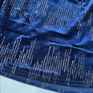 Skies Are Blue New Navy Sequin Holiday Velvet Skirt preppy old money small thumbnail 3