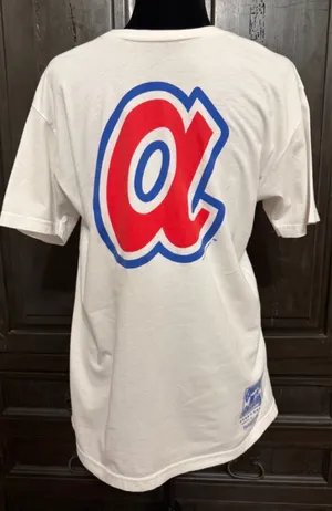 Nostalgia co Mitchell & Ness ATL Braves White T-Shirt - Size L thumbnail 1