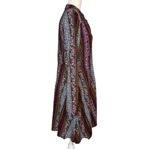 Natural Life‎ M Ansley Boho Tunic Silky Shirt Dress Stripe Button Front thumbnail 5