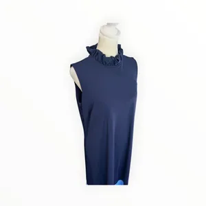 Jude Connally Navy Blue Colorblock Ruffle Neck Maxi Dress S thumbnail 3