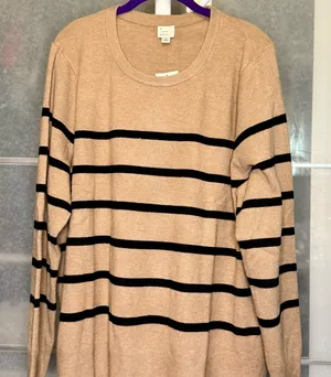 a new day Women's Tan and Black Striped Sweater thumbnail 1