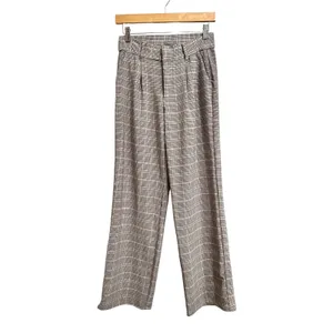 Maurices Women'S Brown tan Plaid Wide Leg Pleated‎ Trousers Size 4 thumbnail 6