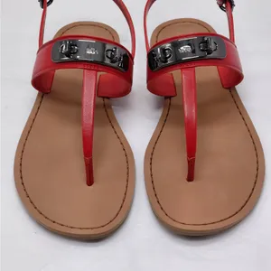 Coach Womens Gracie Thong Sandals Size 6.5 Red Leather Flats Quiet Luxury Resort thumbnail 5
