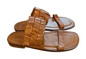 Free People Tan Woven Winding River Leather Slide Sandals Flat Size 38 US 8 thumbnail 1
