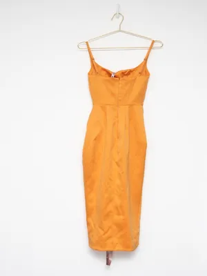 House of CB - Bianca Tangerine Satin Corset Midi Dress thumbnail 3