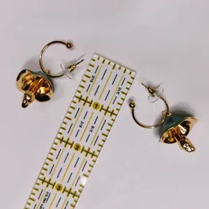 NEW Dotted‎ Mushroom Gold Metallic Earrings Mushrooms Dangle Dangling Teal Green thumbnail 5