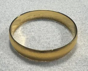 Vintage Signed Monet Brushed Gold Tone Bangle Bracelet thumbnail 3